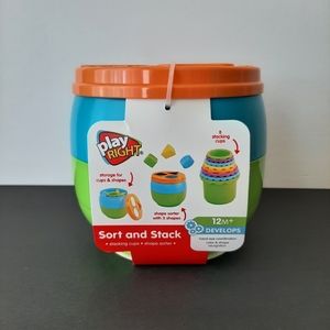 Play Right Sort & Stack Toy 13-pieces Learning Educational Shapes Preschool Kids